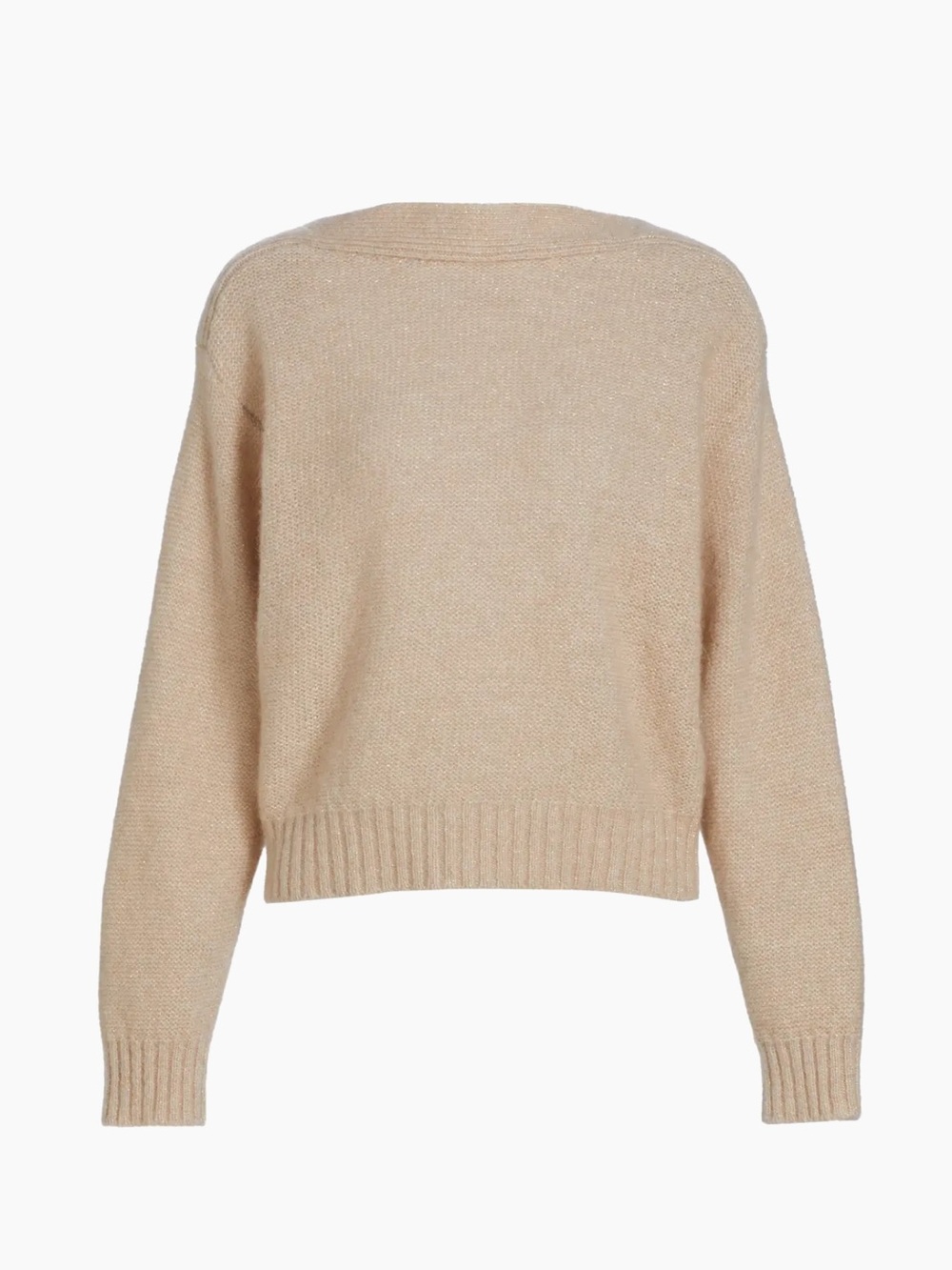 MARELLA Monochrome Beige Boat Neck Knit Alpaca Blend Sweater Size M NWOT